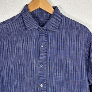 Michael Cepress Designer Runway One of a kind Linen blend Button Up Shirt LRG 46
